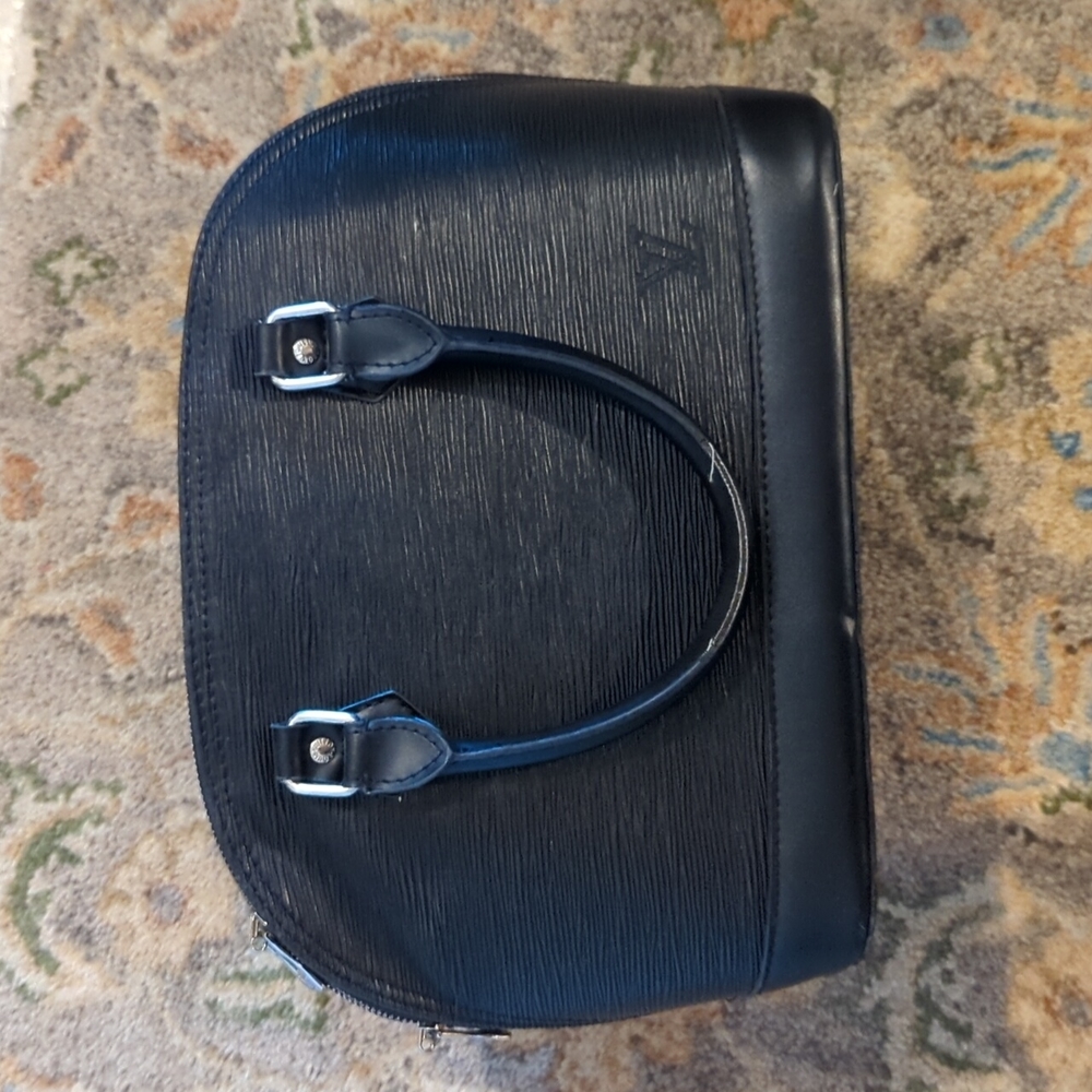 Large black bowling bag purse